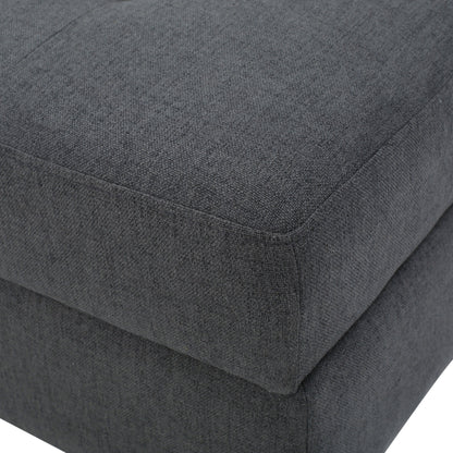 Contemporary Storage Ottoman With Tufted Waffle Stitching - Dark Gray
