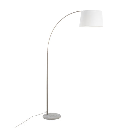 March - Contemporary Floor Lamp - Nickel / White