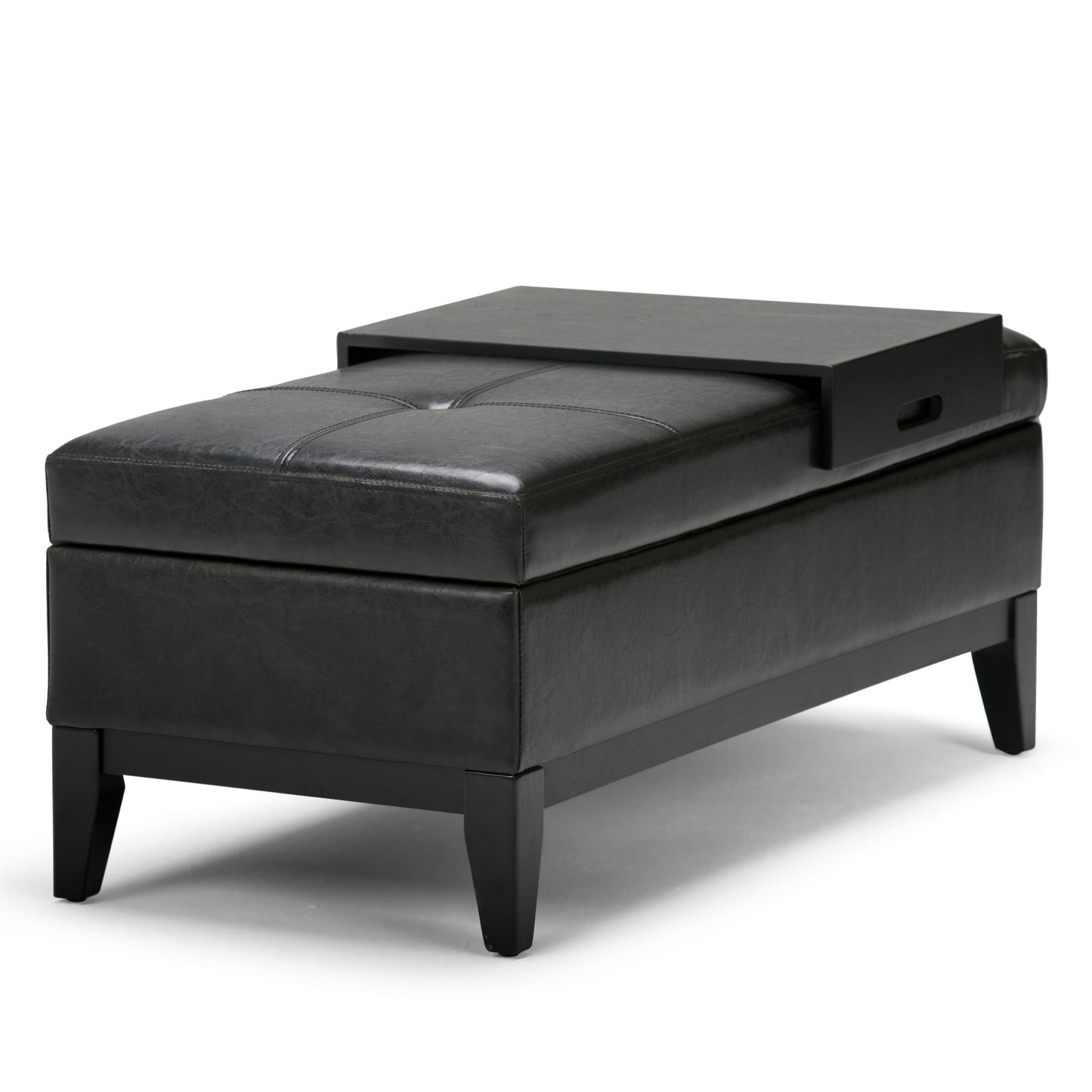 Oregon - Storage Ottoman Bench With Tray - Midnight Black