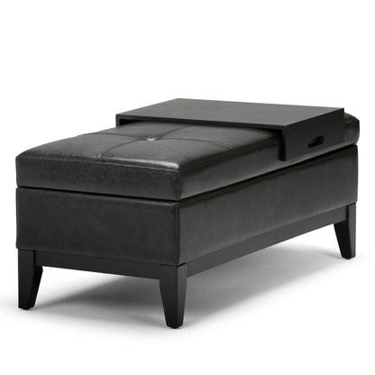 Oregon - Storage Ottoman Bench With Tray - Midnight Black