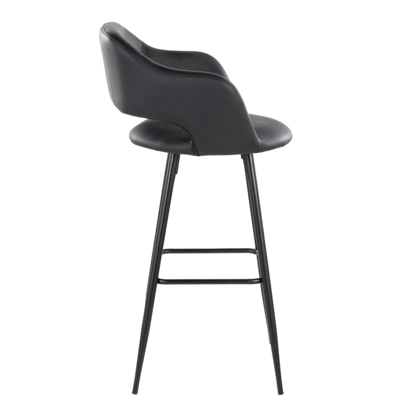 Margarite - Contemporary Fixed Height BarStool With Square Footrest (Set of 2) - Black