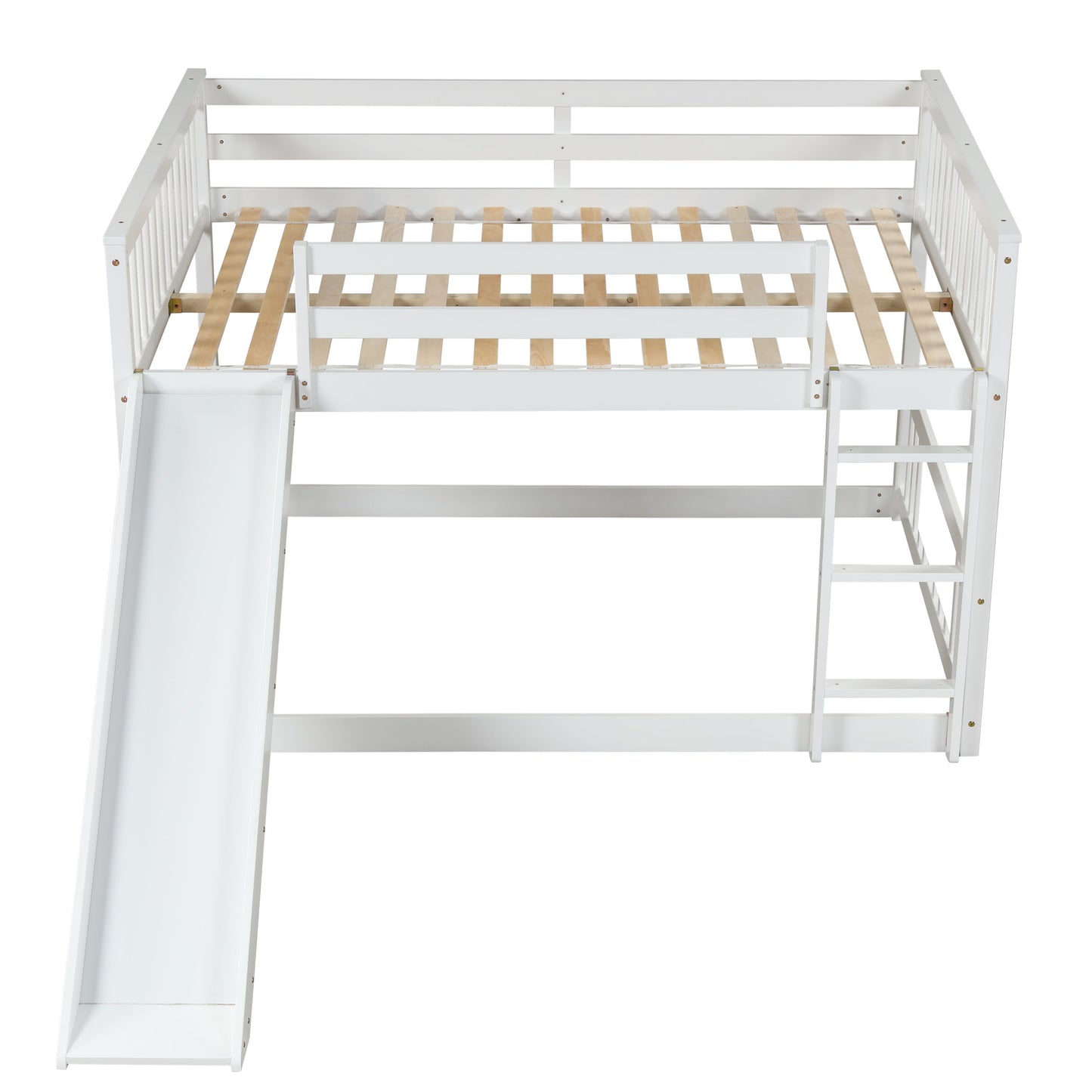 Full Over Full Bunk Bed With Slide And Ladder - White