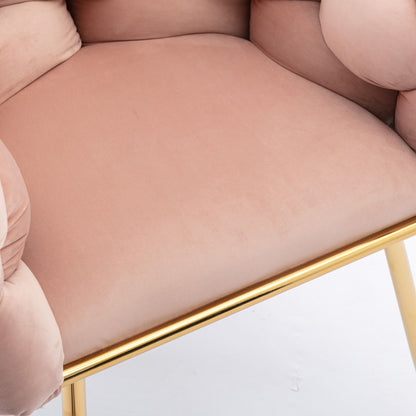 Luxury Modern Simple Leisure Velvet Single Sofa Chair Bedroom Lazy Person Household Dresser Stool Manicure Table Back Chair - Pink