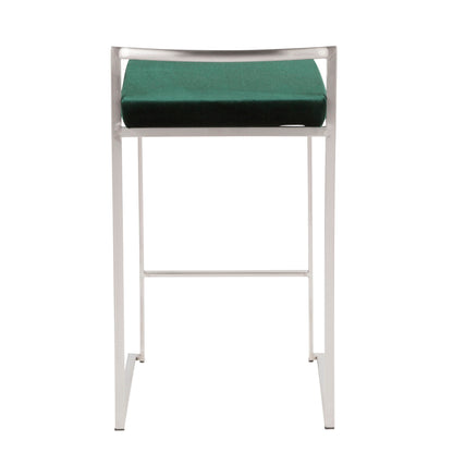 Fuji - Contemporary Stackable Counter Stool (Set of 2) - Green