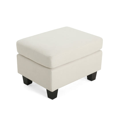 Springfield - Ottoman Contemporary Design Fabric Birch Wood Legs - Beige