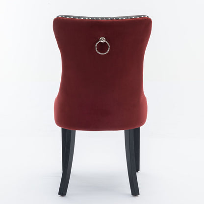 Nikki - Modern, High-End Tufted Solid Wood Contemporary And Velvet Upholstered Dining Chair With Wood Legs Nailhead Trim (Set of 2) - Black / Winered / Burgundy