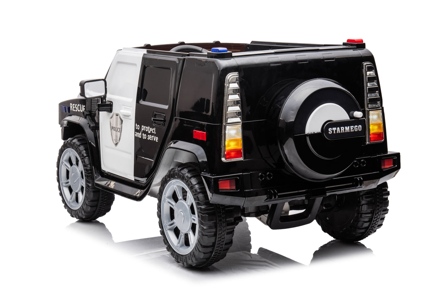 12V7A 30W*2 Four-Wheel Drive Leather Seat One Button Start, Forward And Backward, High And Low Speed, Music, Front Light, Power Display, Two Doors Can Open, 2.4G R / C, Seat Belt Four Wheel Absorber - Black