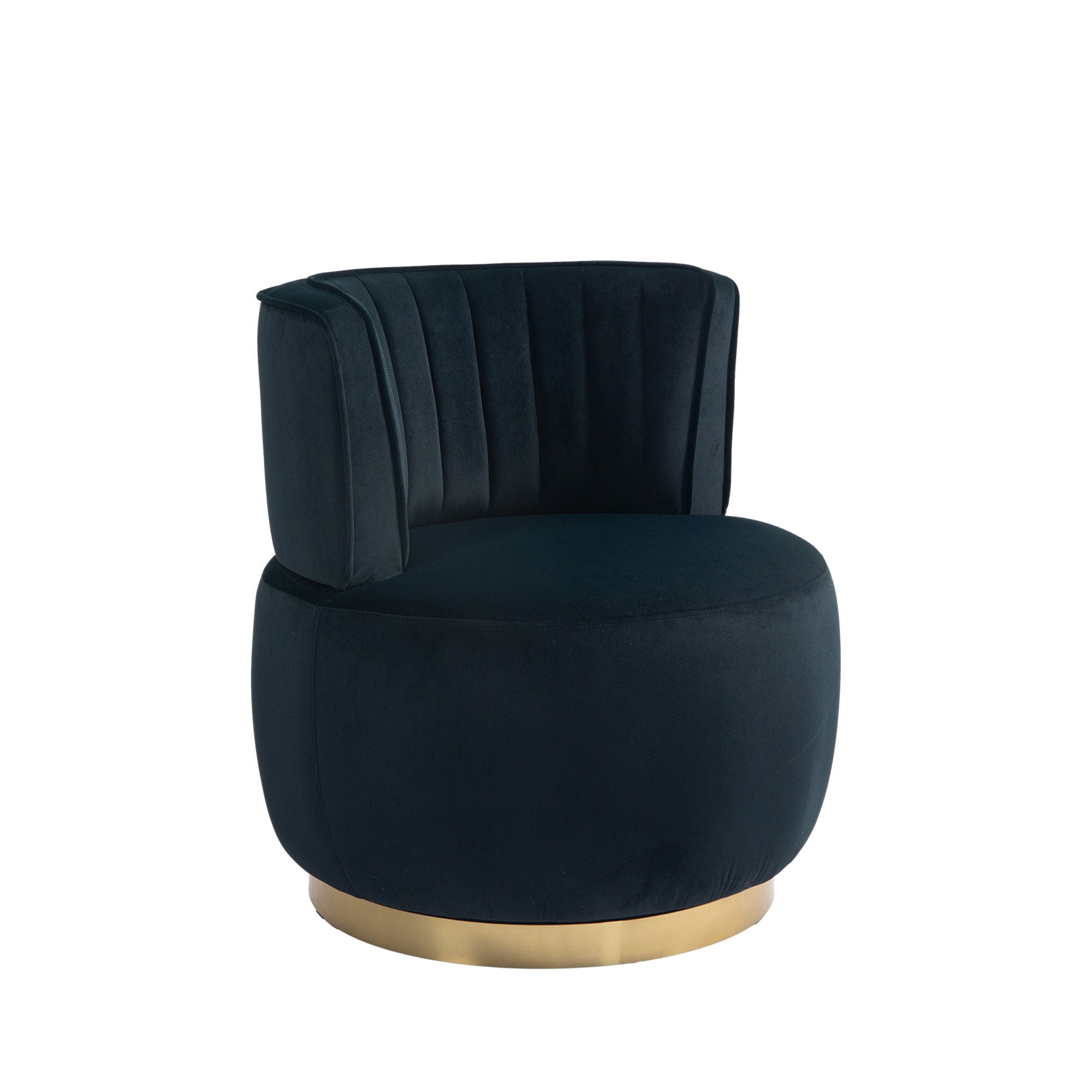 Coolmore - Swivel Barrel Chair, 360 Degree Round Armchair With Fluffy Velvet Upholstery For Living Room, Bedroom, Office - Black