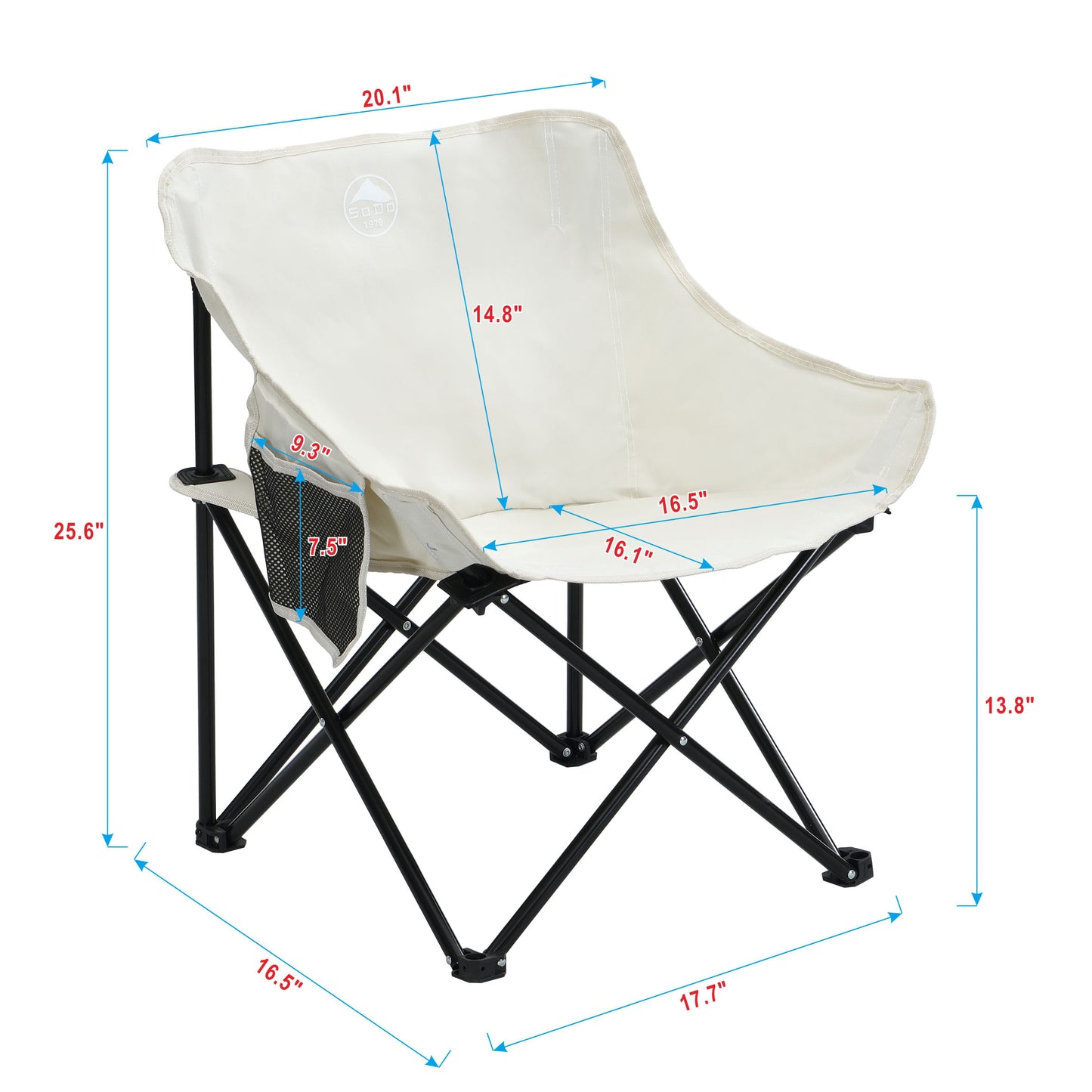 2 Pieces Outdoor Camping Chairs Folding / Portable, Comfortable Seating, Durable Steel Frame - Beige