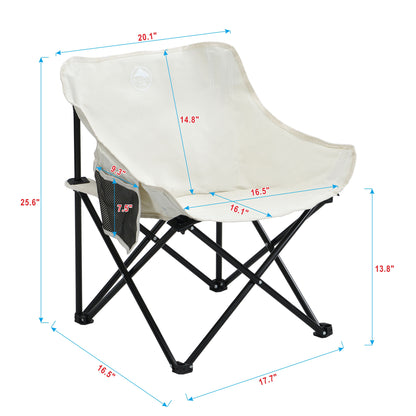 2 Pieces Outdoor Camping Chairs Folding / Portable, Comfortable Seating, Durable Steel Frame - Beige