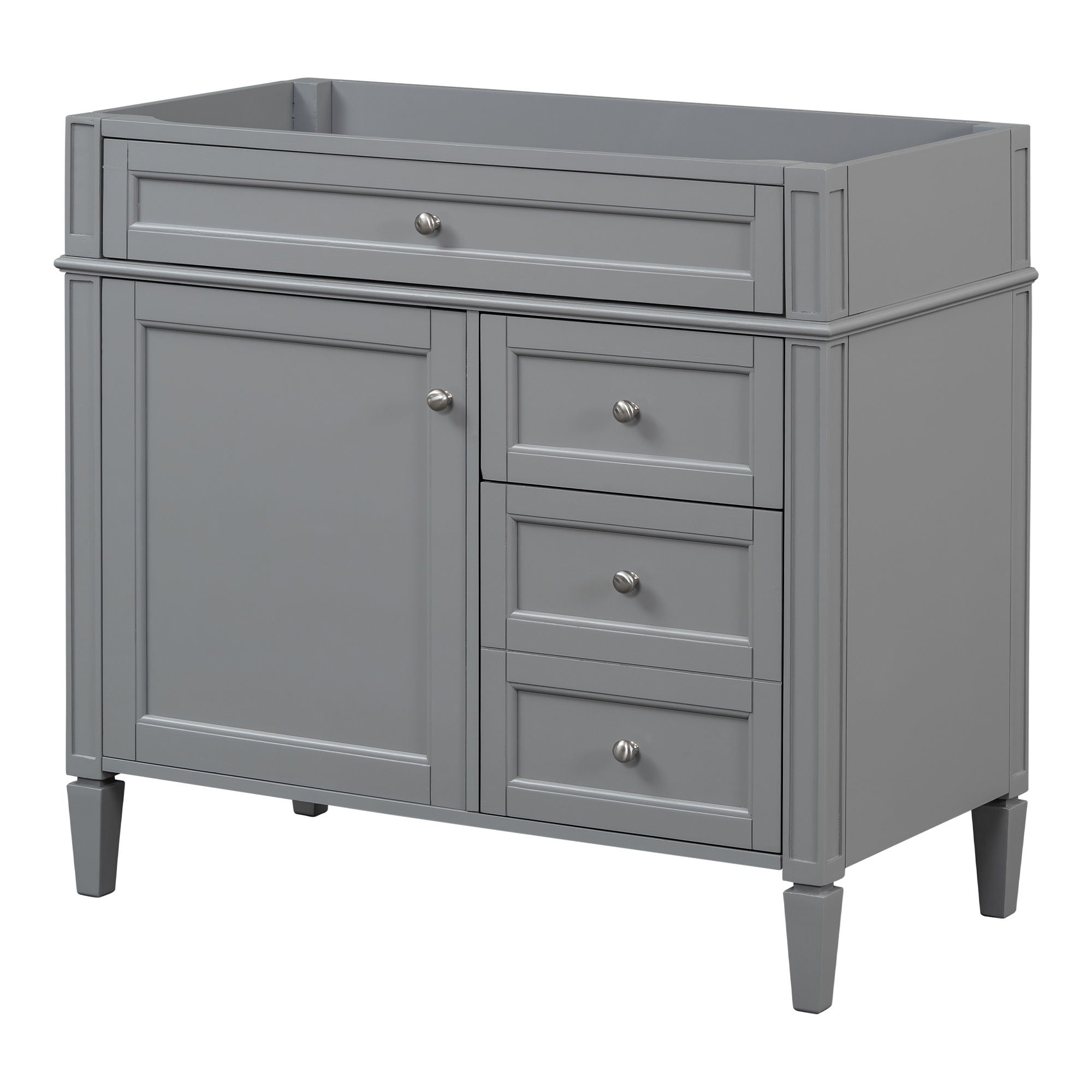 Bathroom Vanity Without Top Sink, Modern Bathroom Storage Cabinet With 2 Drawers And A Tip-Out Drawer, Frame (Not Include Basin Sink) - Gray