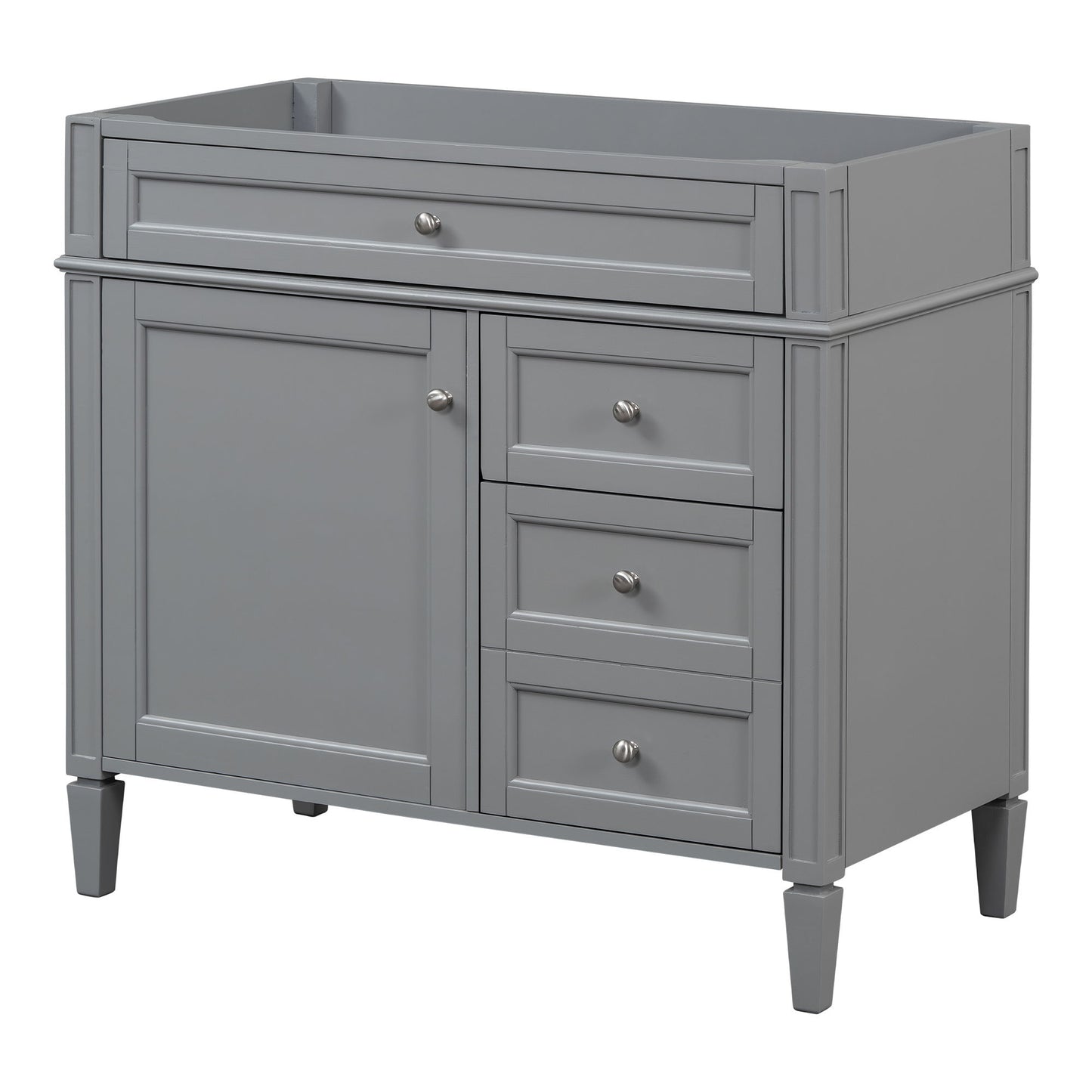 Bathroom Vanity Without Top Sink, Modern Bathroom Storage Cabinet With 2 Drawers And A Tip-Out Drawer, Frame (Not Include Basin Sink) - Gray