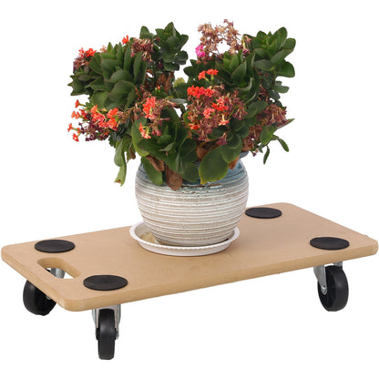 Furniture Moving Dolly, Heavy Duty Wood Rolling Mover With Wheels For Piano Couch Fridge Heavy Items, Securely Holds 500 Lbs (Set of 4) - Natural