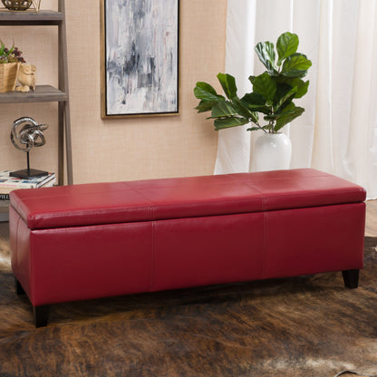 Glouster - Storage Ottoman Leather - Red