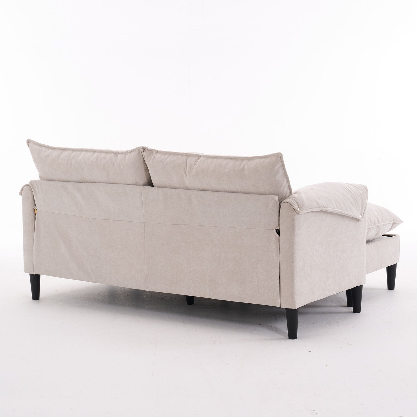 Convertible Combination Sofa, Sofa U Shaped, Sofa With Footstools With Storage Sofa For Living Room, Living Room 2 Seater Combination Sofa - Beige