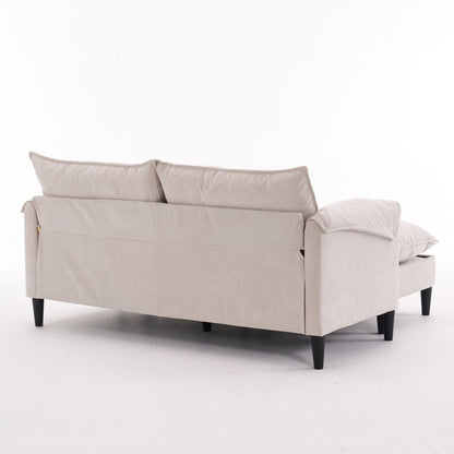 Convertible Combination Sofa, Sofa U Shaped, Sofa With Footstools With Storage Sofa For Living Room, Living Room 2 Seater Combination Sofa - Beige
