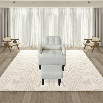 Recliner Soft Cozy Sofa Chair With Ottoman - Cream White