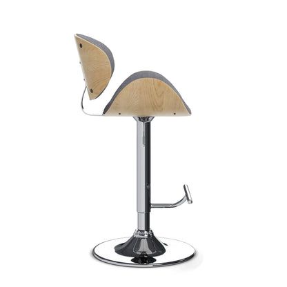 Marana - Bentwood Adjustable Swivel Bar Stool - Light Gray
