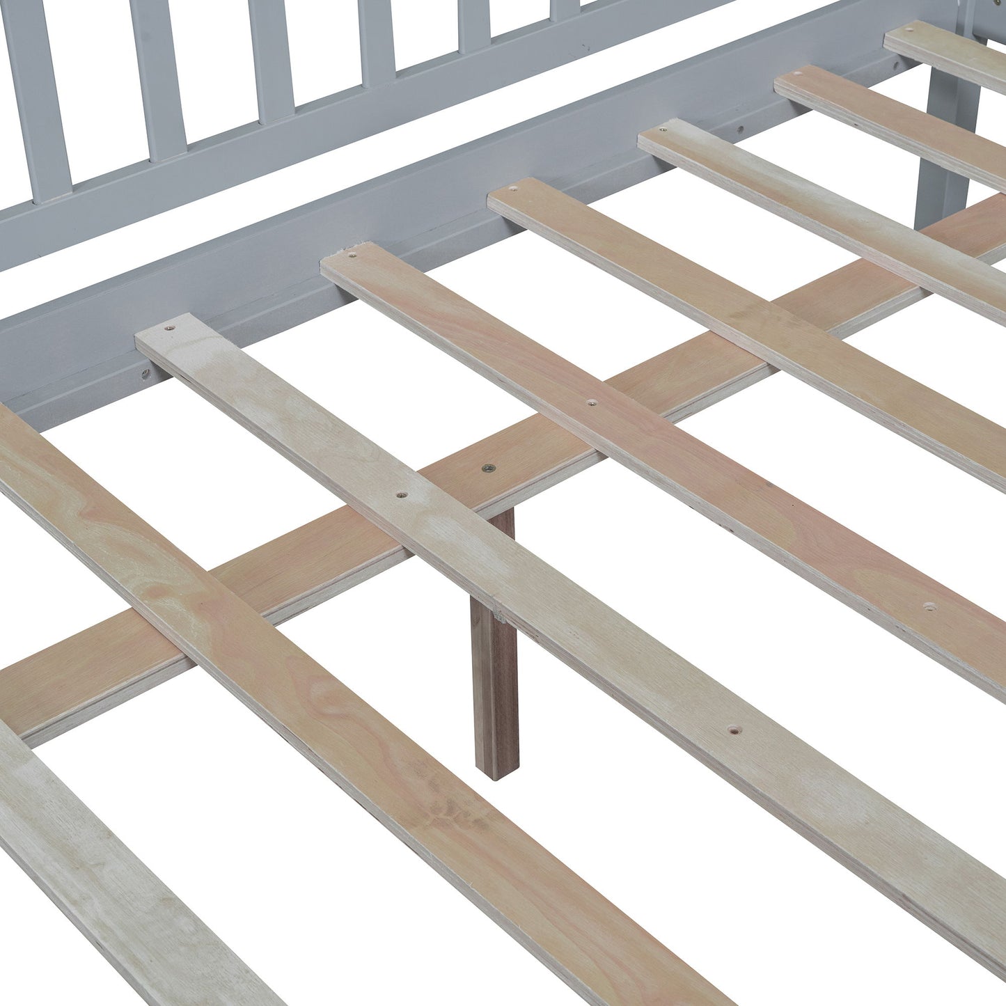 Full Size Daybed Bed With Two Drawers - Gray