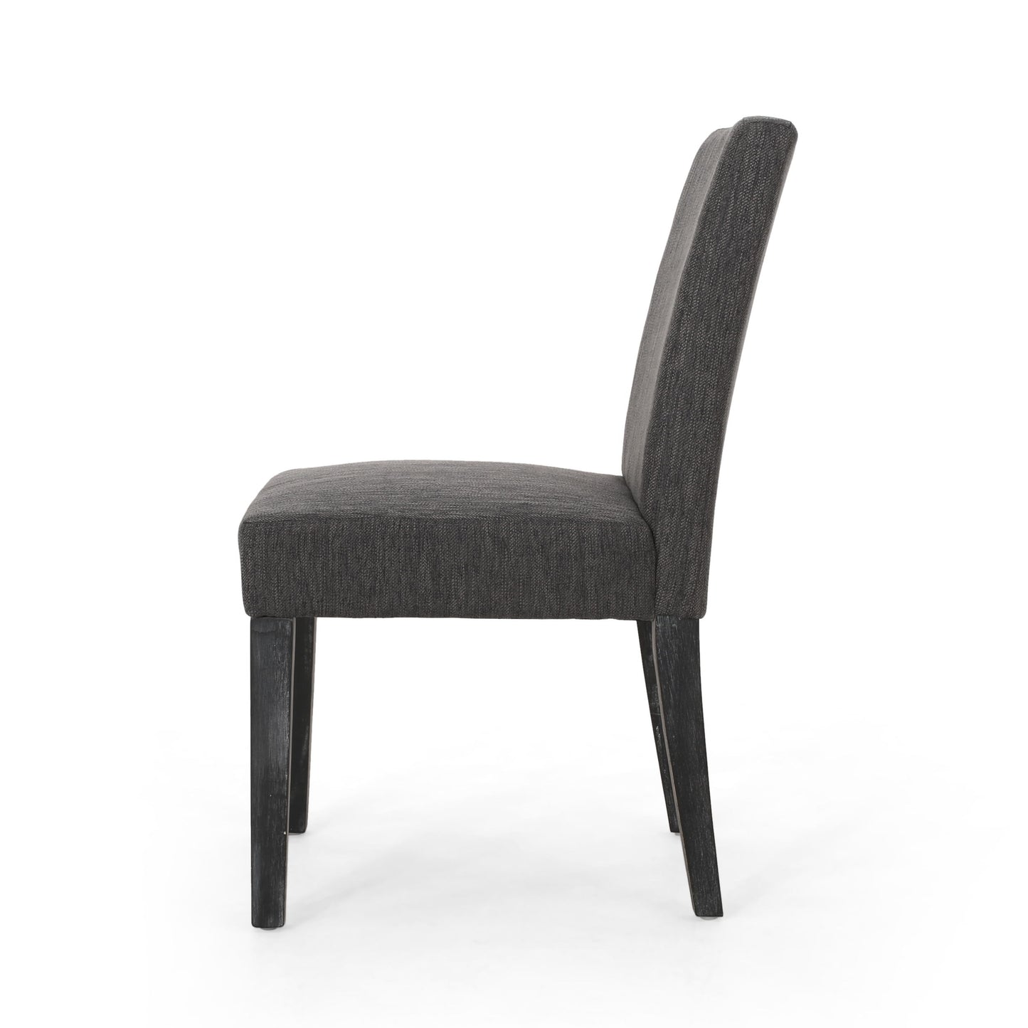 Contemporary Fabric Dining Chair With Upholstered Seating And Tapered Legs - Charcoal