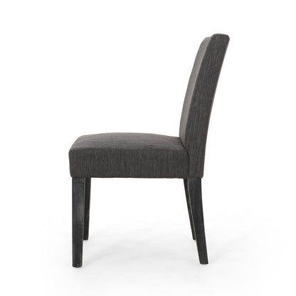 Contemporary Fabric Dining Chair With Upholstered Seating And Tapered Legs - Charcoal