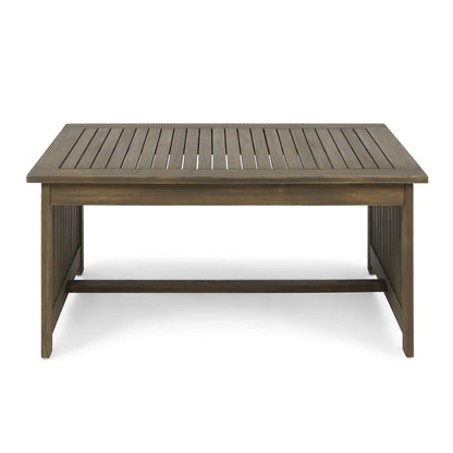 Acacia Wood Outdoor Coffee Table, Rectangular Patio Coffee Table For Outside - Gray