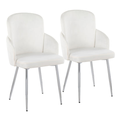 Dahlia - Contemporary Dining Chair (Set of 2) - Chrome / Cream