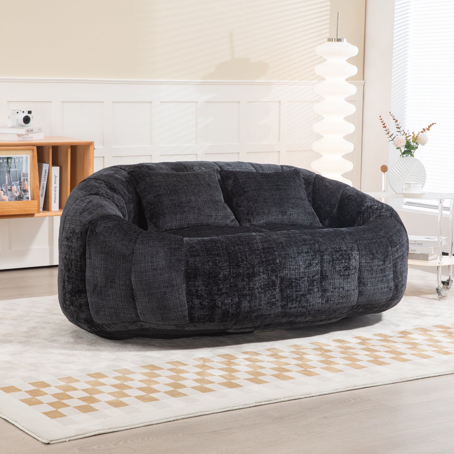High Back Durable Comfort Bean Bag Sofa Couch For Adults And Kids - Black
