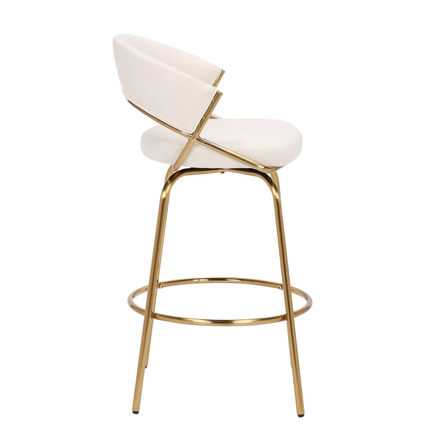 Jie - Glam Fixed Height Counter Stool (Set of 2) - Gold / Cream