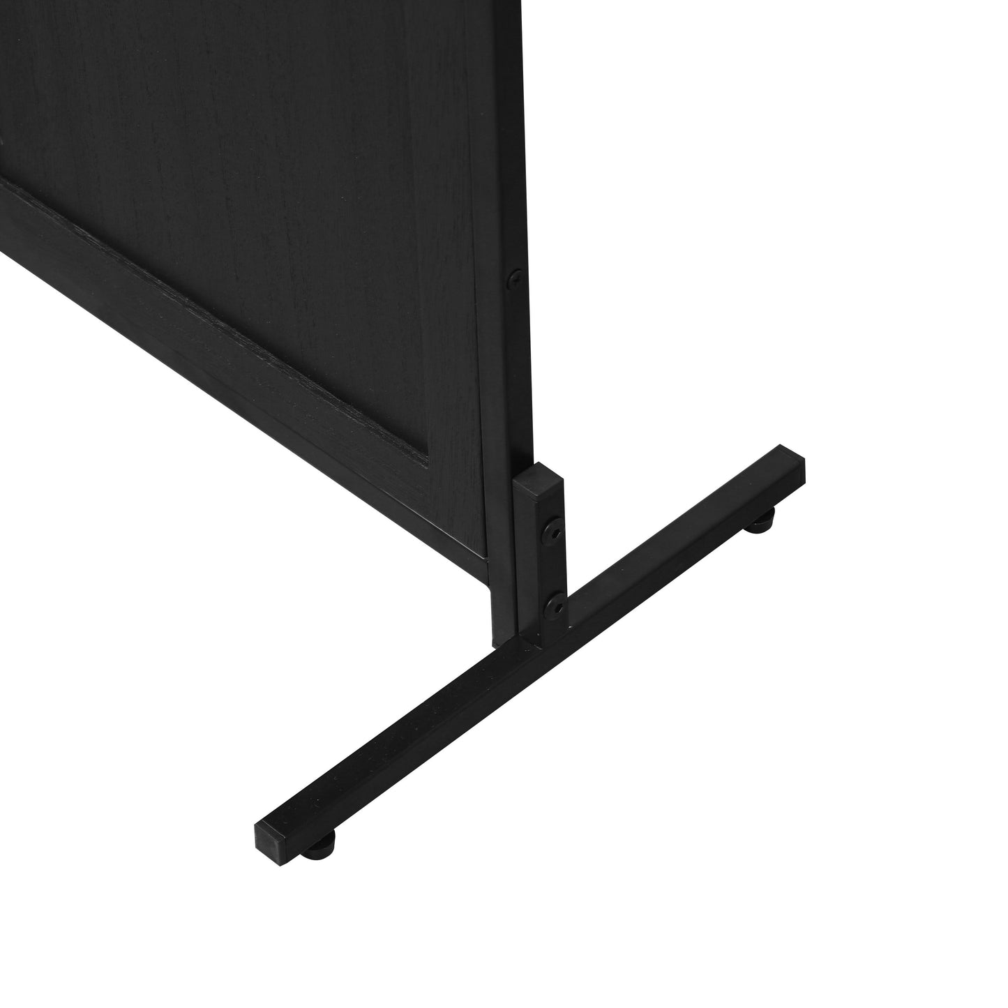 Rustic 3 Panel Room Divider 6Ft Wood Folding Privacy Screen With Metal Frame And Louver Design - Black