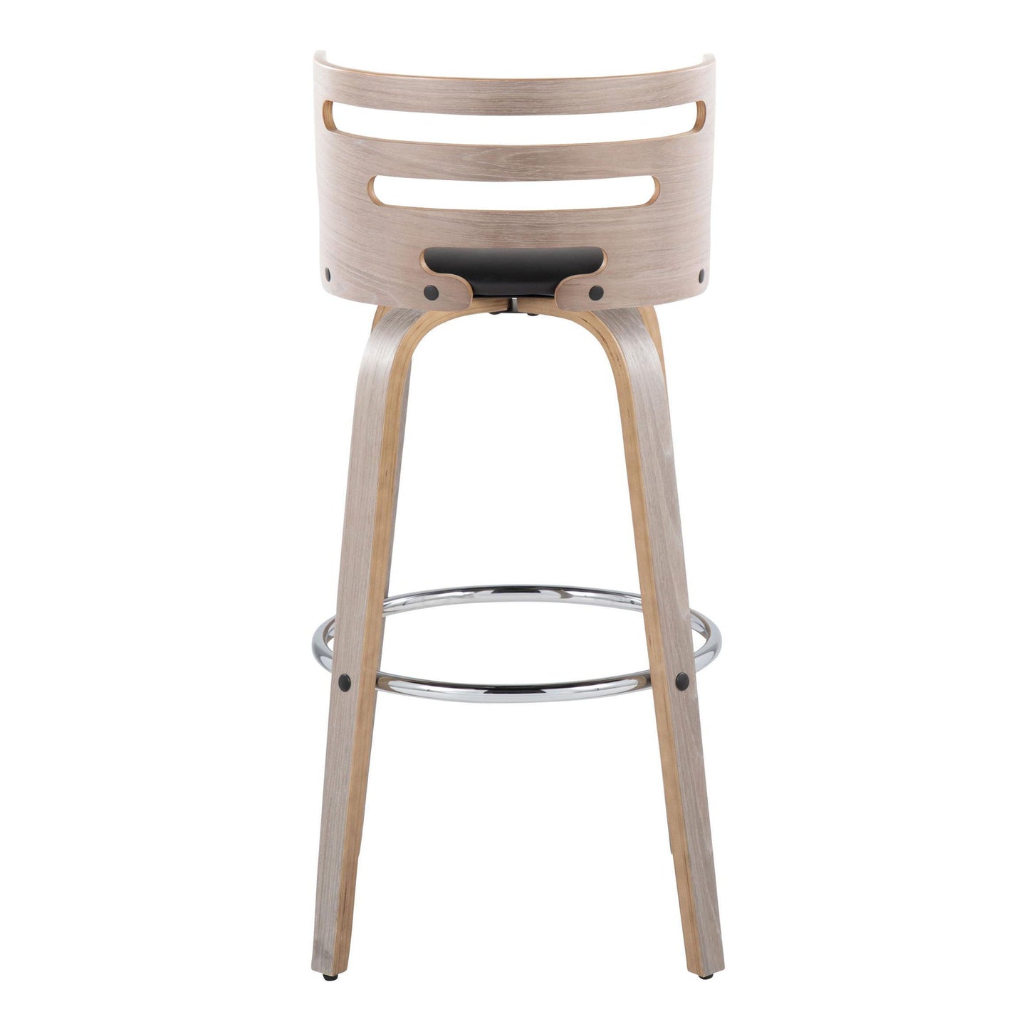Cosini - Mid-Century Modern Fixed Height Barstool With Swivel With Round Footrest (Set of 2) - Light Gray / Black