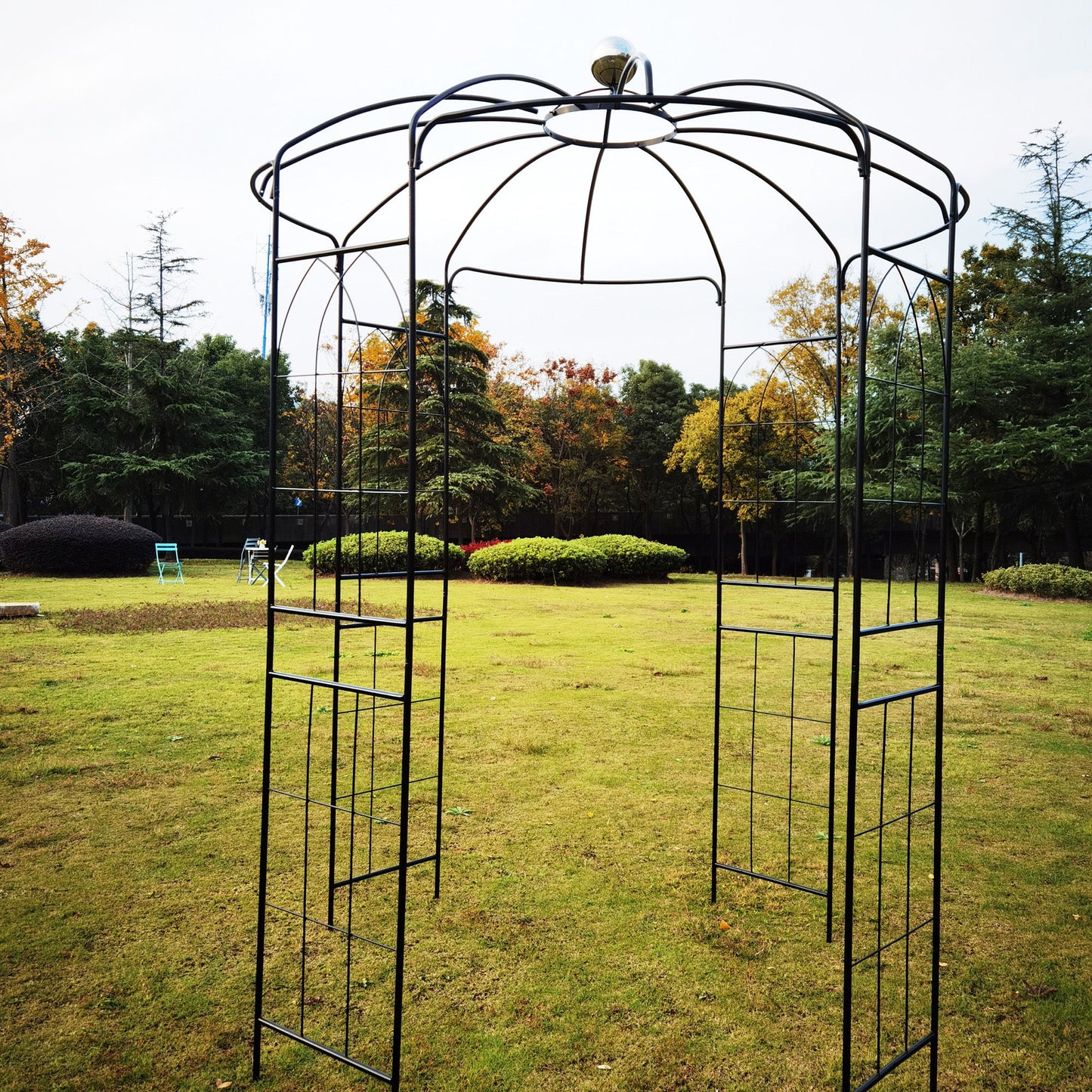Metal Garden Arch Iron Garden Arbors Gazebo Dia High Birdcage Shape Pergola Pavilion For Wedding Ceremony Outdoor - Black