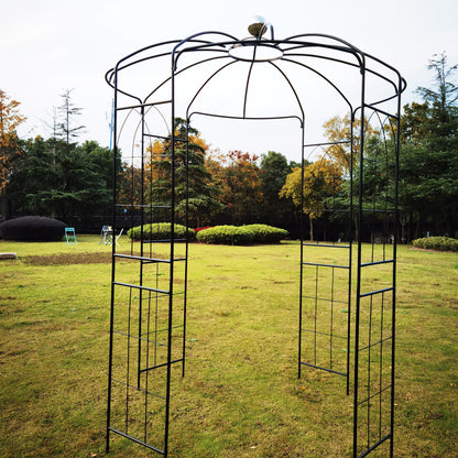 Metal Garden Arch Iron Garden Arbors Gazebo Dia High Birdcage Shape Pergola Pavilion For Wedding Ceremony Outdoor - Black