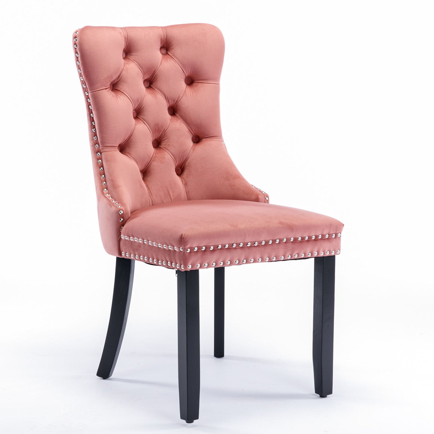 Nikki - Modern, High-End Tufted Solid Wood Contemporary Velvet Upholstered Dining Chair With Wood Legs Nailhead Trim (Set of 2) - Pink