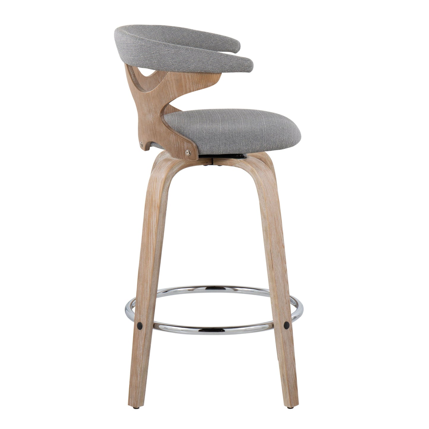 Gardenia - Contemporary Fixed Height Counter Stool With Swivel With Round Footrest (Set of 2) - White Washed / Gray
