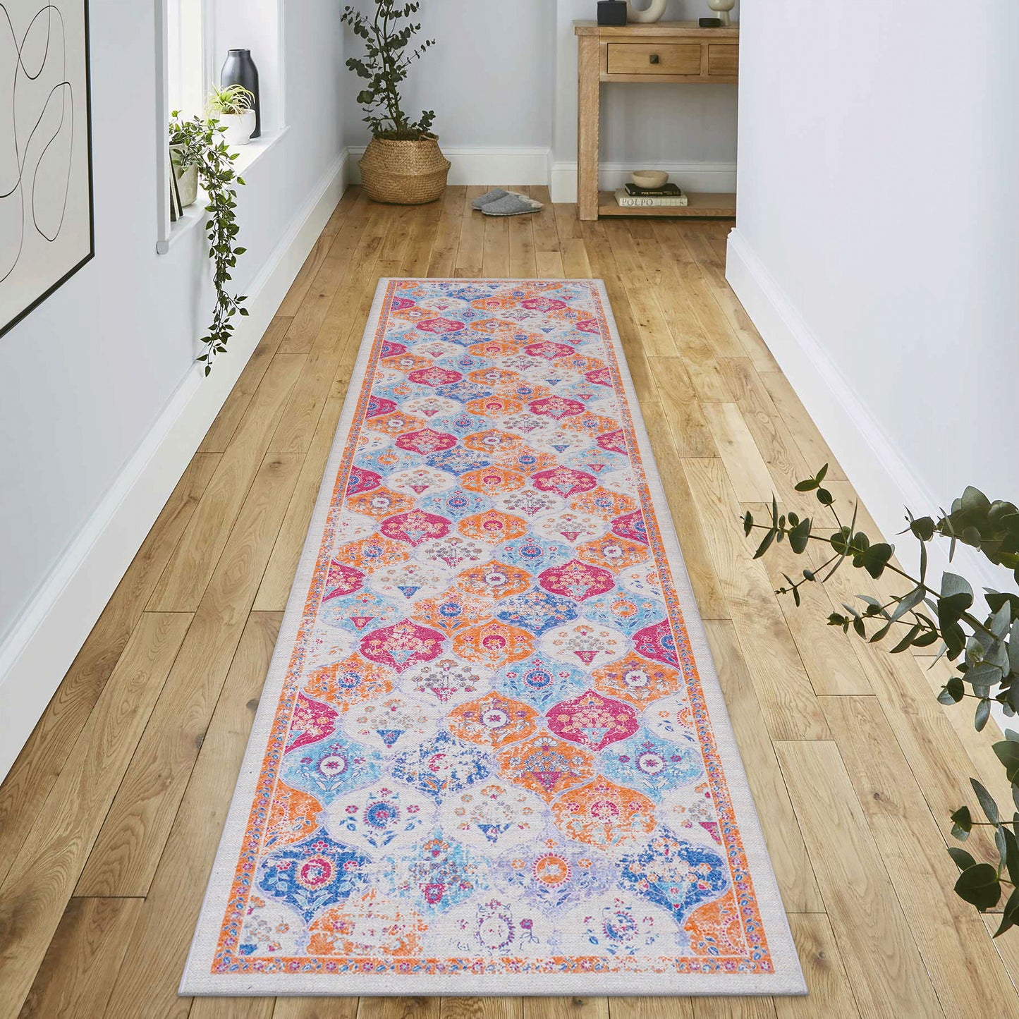 Maval - 2'6'' X 10' Washable Runner Rug - Cream