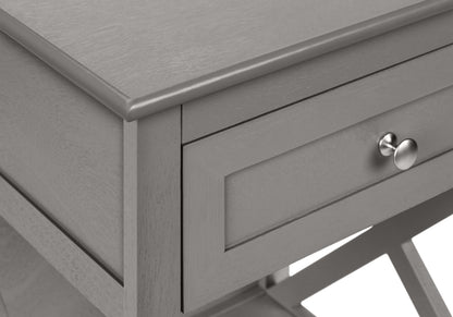 Accent End Table, 2 Tier, Storage Drawer, Transitional - Gray