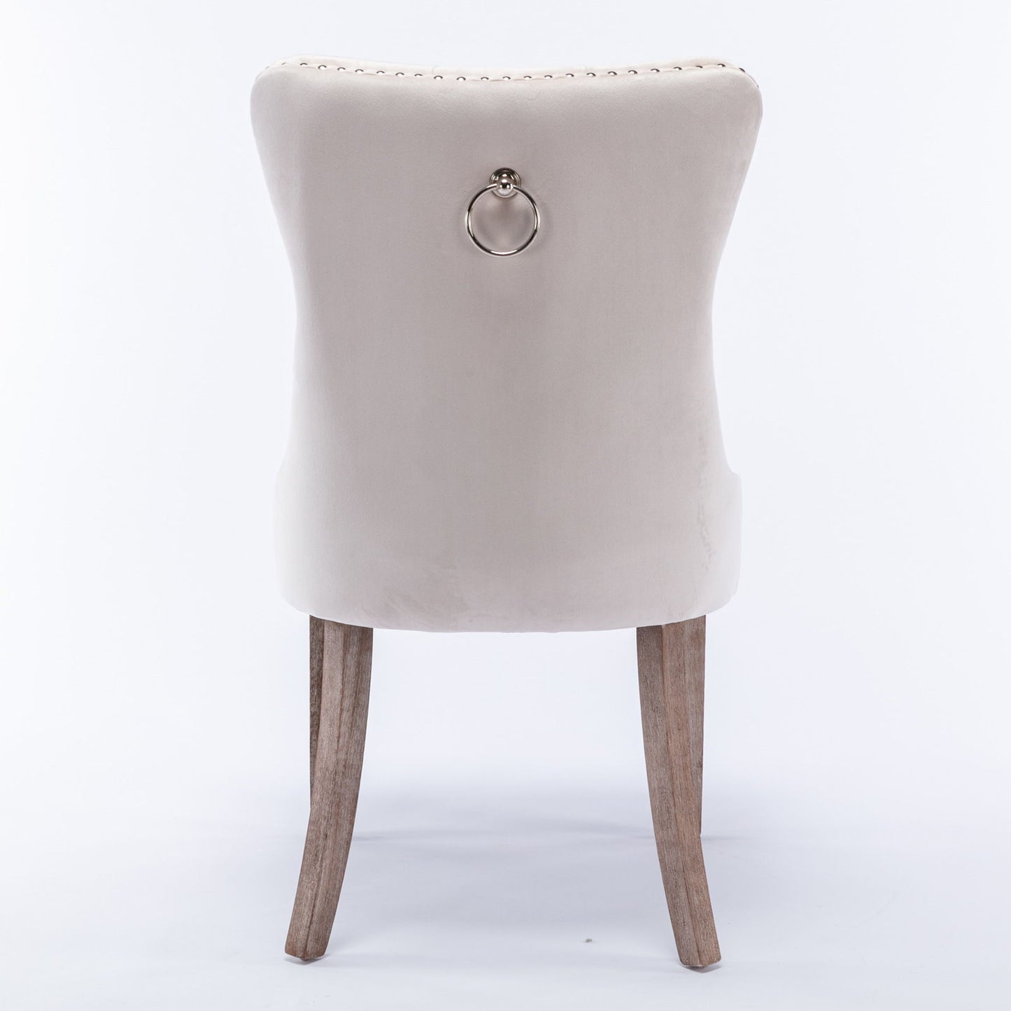 Nikki - Modern, High-End Tufted Solid Wood Contemporary Velvet Upholstered Dining Chair With Wood Legs Nailhead Trim (Set of 2) - Beige