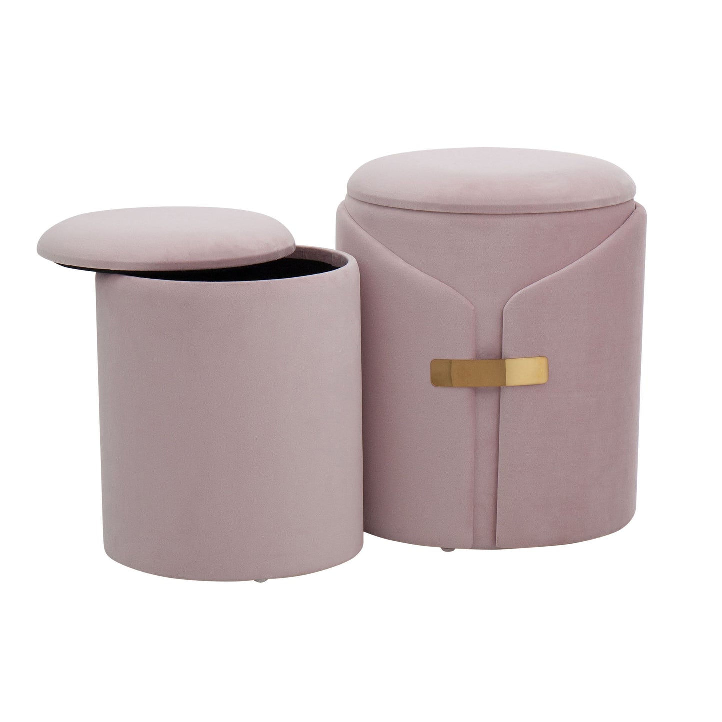 Dahlia - Contemporary / Glam Nesting Ottoman Set - Blush Pink