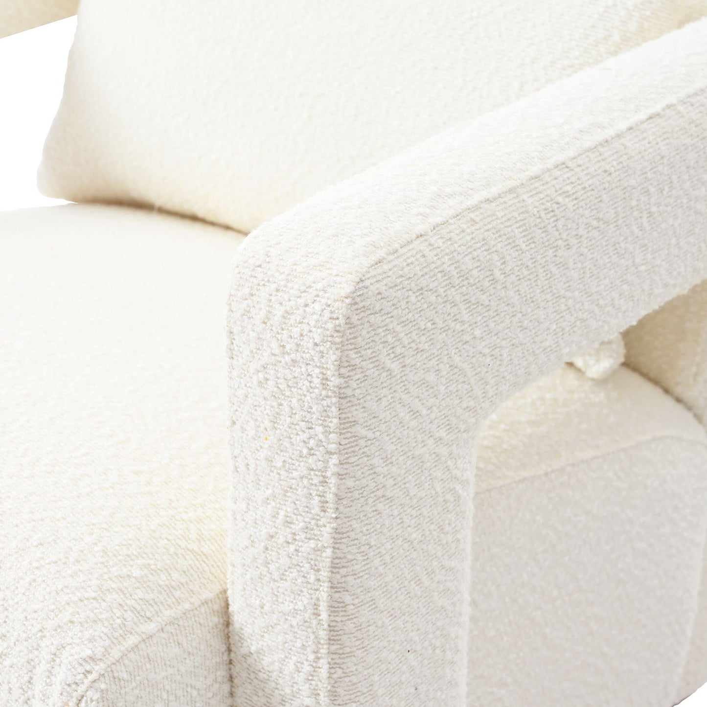 Sleek Right Angle Armrests, Ergonomic Lumbar Support, Square Wooden Block Legs, Inclined Seat For Comfort, Artistic Statement Piece For Living Room, Bedroom And Study - White