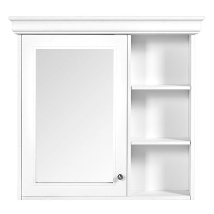 Bathroom Medicine Cabinet With Mirror, Wall Mounted Mirror Cabinet & Storage Organizer, Over The Toilet Storage White Storage Cabinet For Bathroom - White