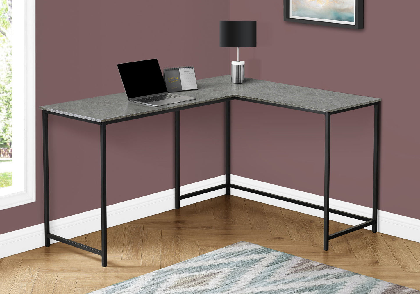 Computer Desk, Home Office, Corner, L Shape, Laptop, Contemporary & Modern - Gray