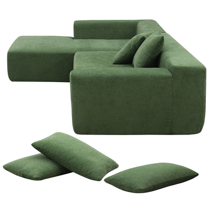 Modular Sectional Living Room Sofa Set, Modern Minimalist Style Couch, Upholstered Sleeper Sofa Salon, 2 Piece Free Combination, L-Shape - Green