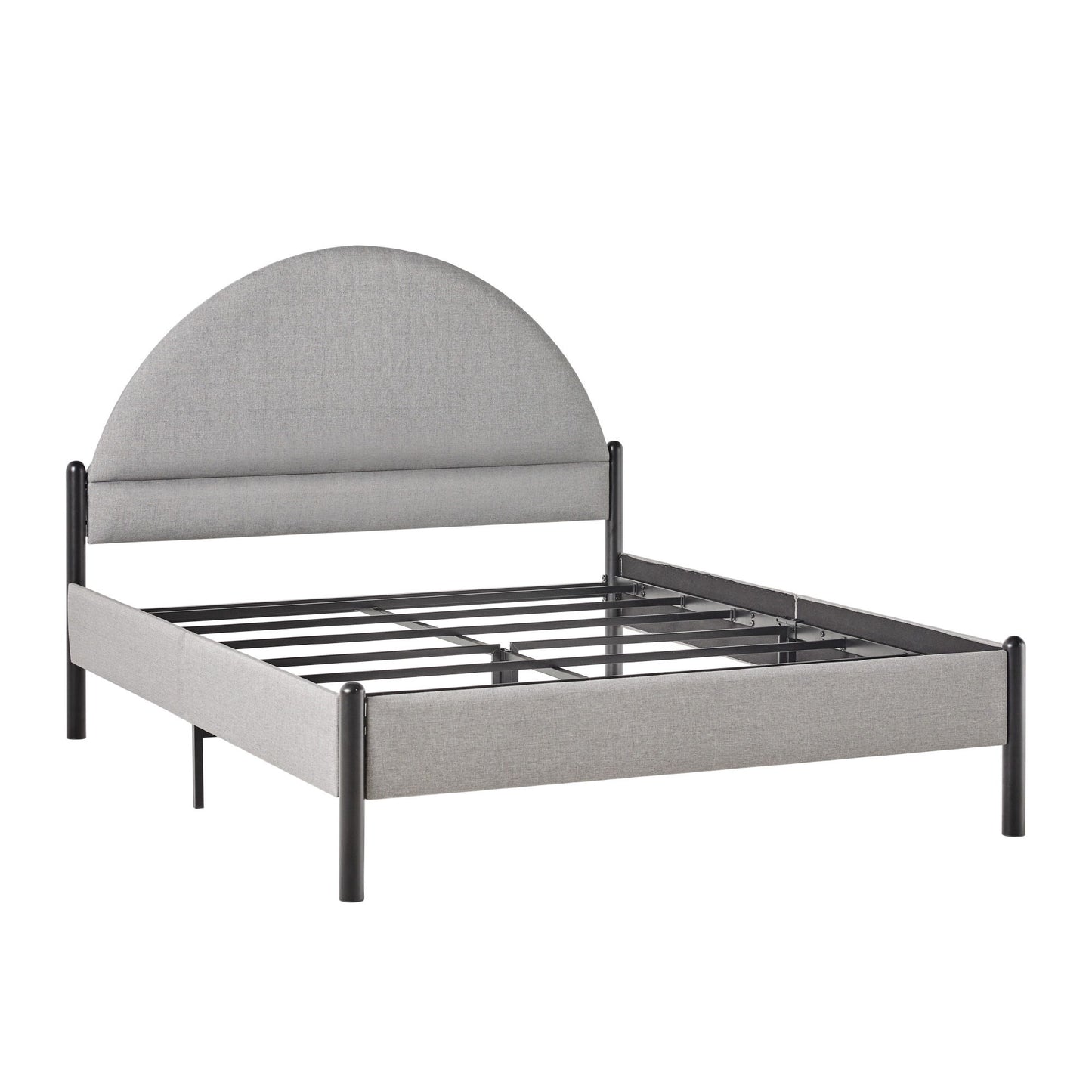 Queen Bed Frame Modern Upholstered Curved Headboard - Gray