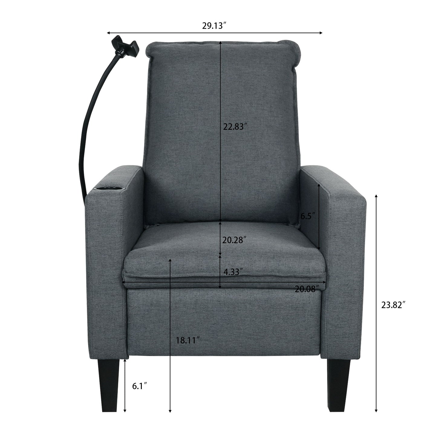 Recliner Chairs For Adults, Adjustable Recliner Sofa With Mobile Phone Holder & Cup Holder, Modern Reclining Chairs Fabric Push Back Recliner Chairs For Living Room, Bedroom - Gray