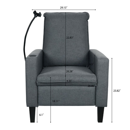 Recliner Chairs For Adults, Adjustable Recliner Sofa With Mobile Phone Holder & Cup Holder, Modern Reclining Chairs Fabric Push Back Recliner Chairs For Living Room, Bedroom - Gray