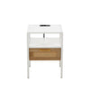Rattan End Table With Power Outlet & USB Ports, Modern Nightstand With Drawer And Metal Legs, Side Table For Living Room, Bedroom (Set of 2) - White