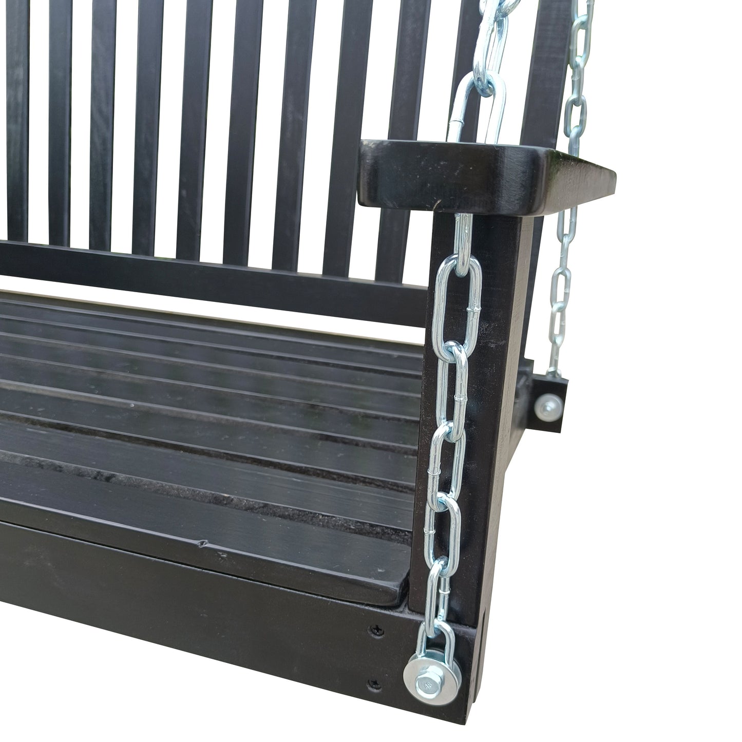 Front Porch Swing With Armrests For Outdoor Patio, Garden Yard, Backyard Or Sunroom - Black