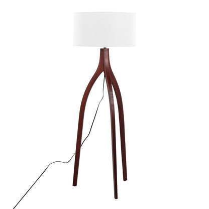 Wishbone - Contemporary Floor Lamp - Walnut / White