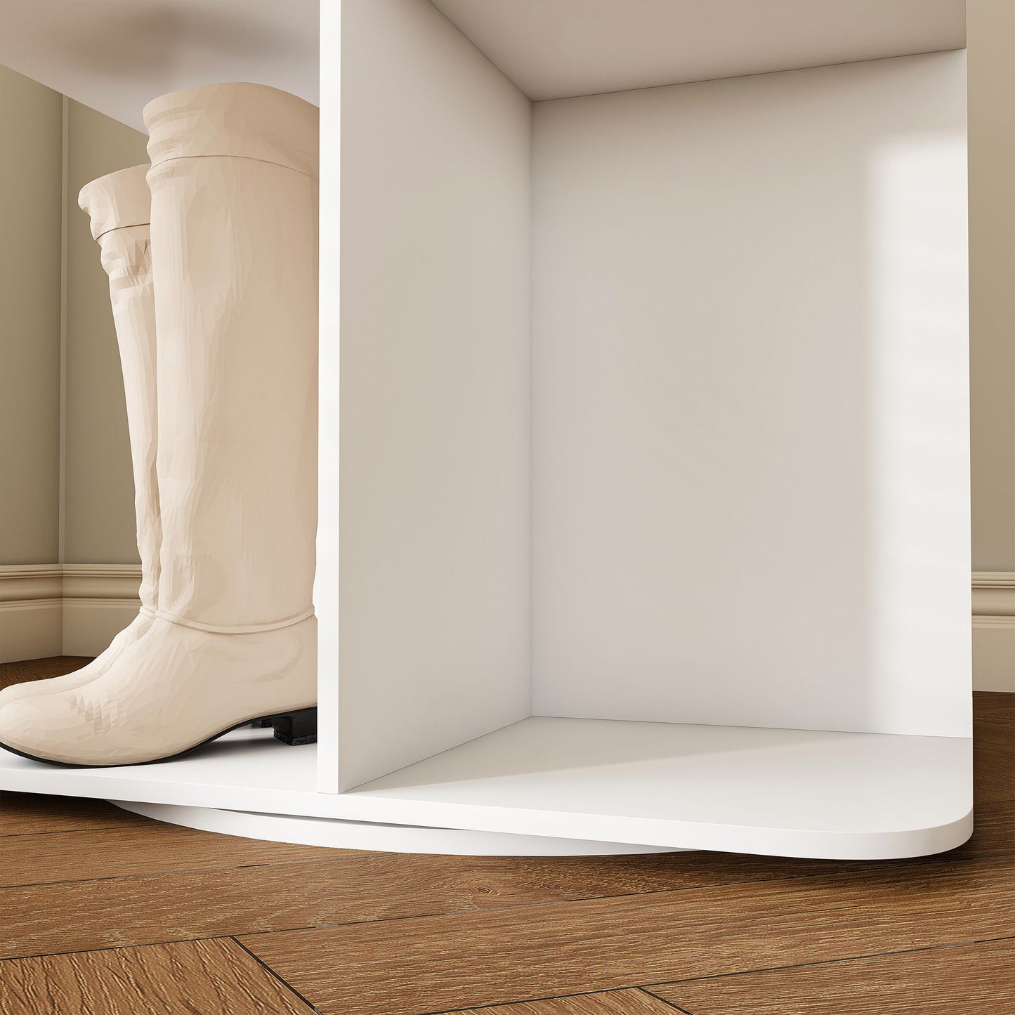 7 Tier Square Rotating Shoe Rack Tower With 360ÔøΩÔøΩ Spinning Organizer - White